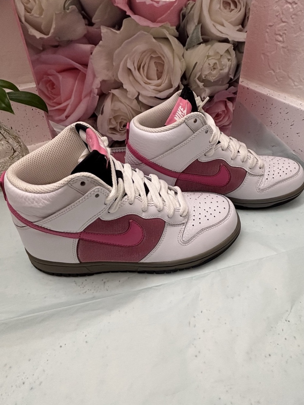 Nike Dunk High Pink Prime Sneakers White & Pink US 6